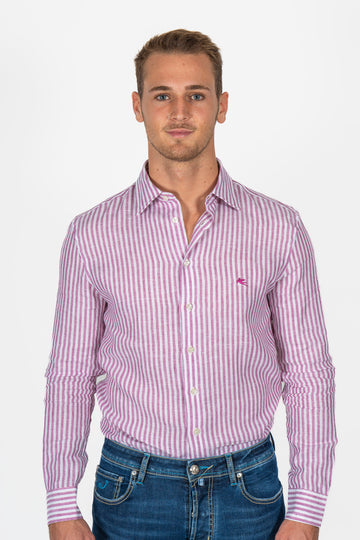 ETRO Purple Striped Linen Shirt