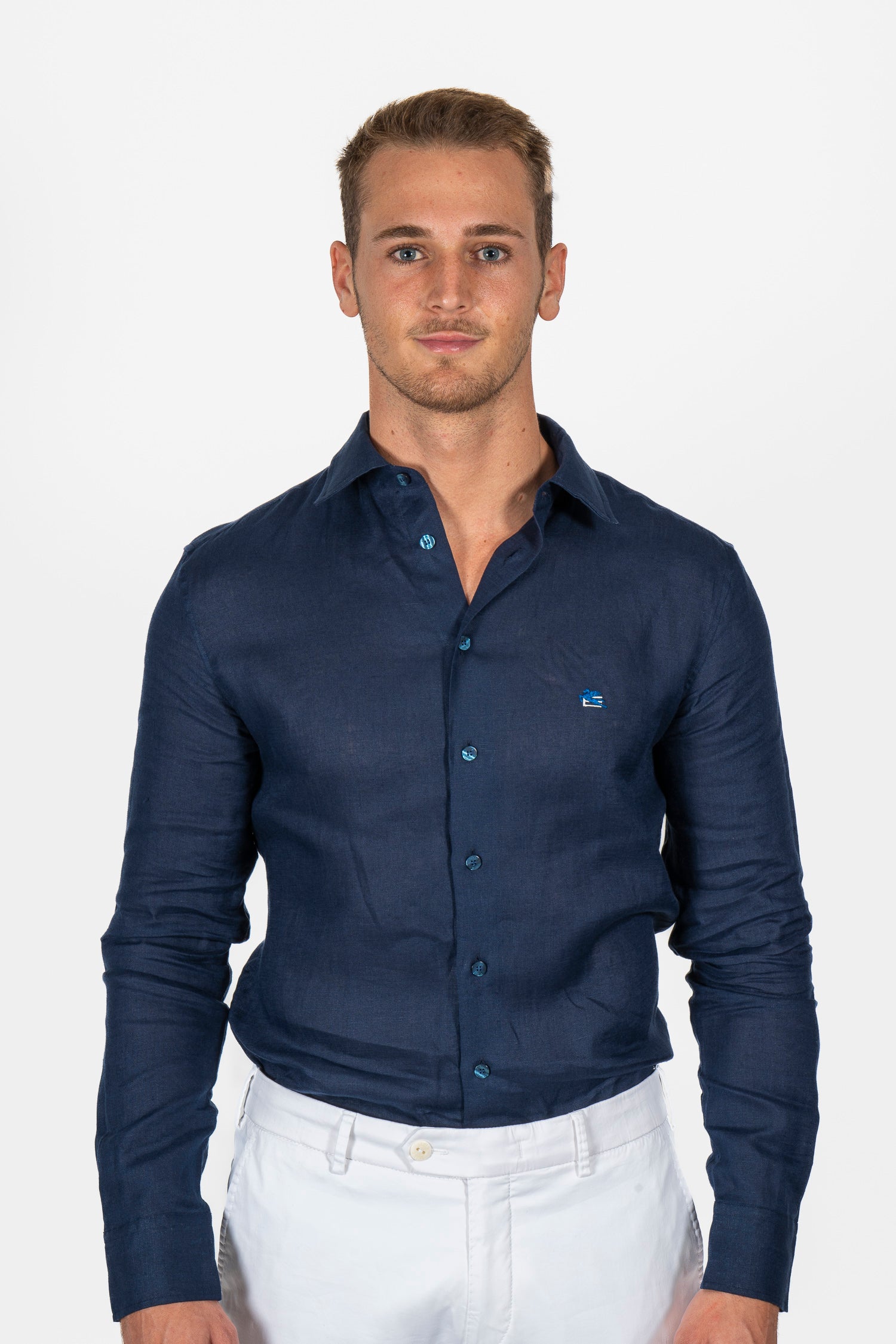 ETRO | Linen Shirt With Logo | Navy