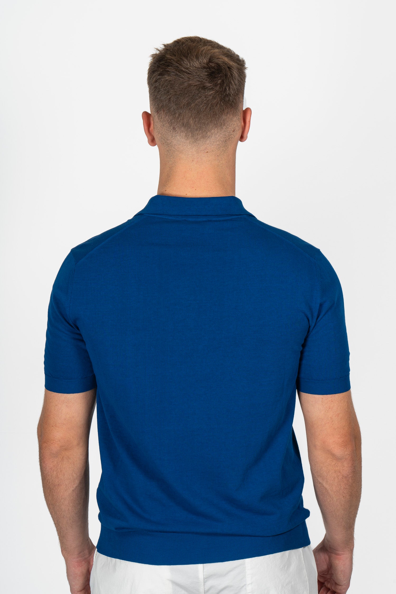 ALTEA | Knitted V-Neck Polo | Royal Blue