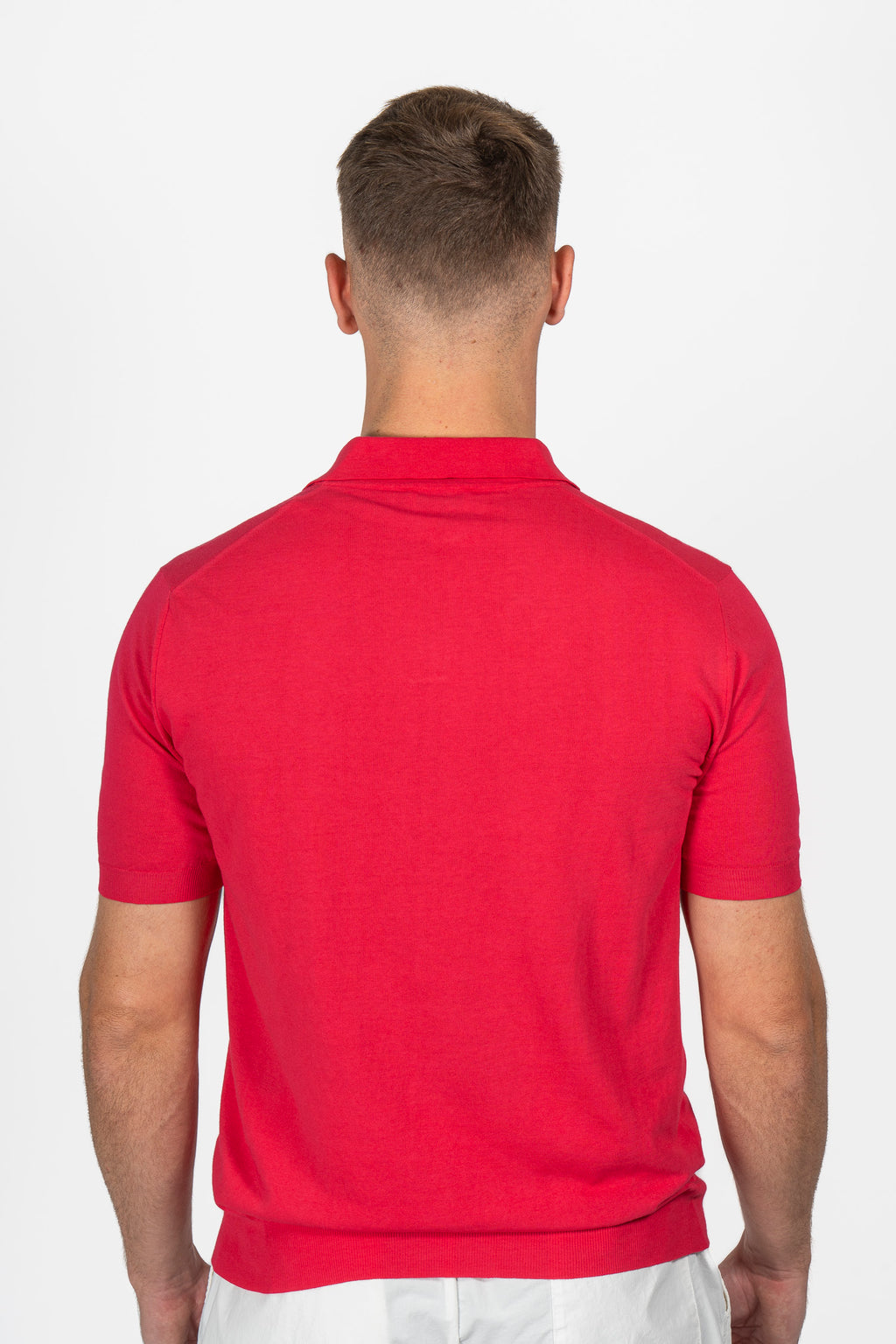 ALTEA | Knitted V-Neck Polo | Hot Pink