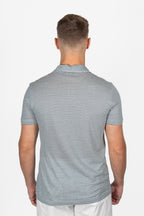 ALTEA | Cotton & Linen Stripe Polo | Blue Steel