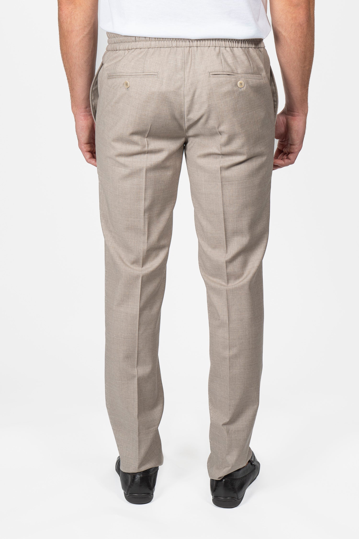 BRIONI | Drawstring Wool Trousers | Light Brown