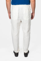 ALTEA | Linen Drawstring Trousers | Off-White