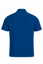 FEDELI | Ribbed Terry Polo | Dark Blue