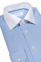 ETON | Stripe Shirt White Collar | Blue & White