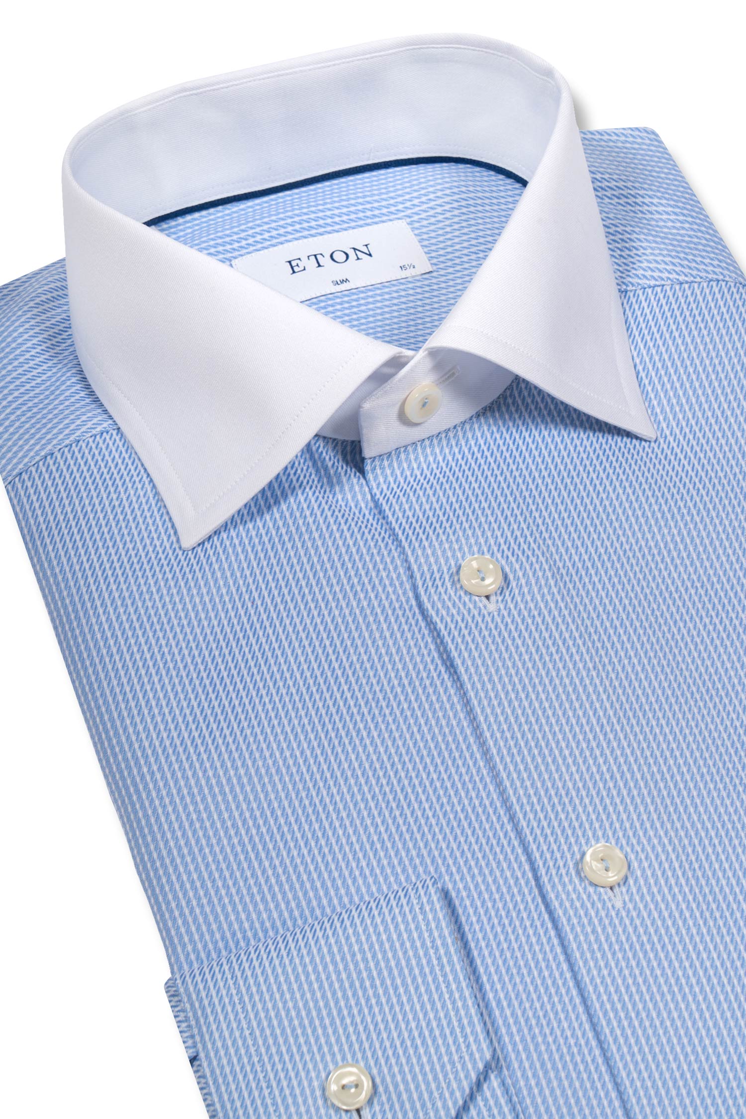 ETON | Stripe Shirt White Collar | Blue & White