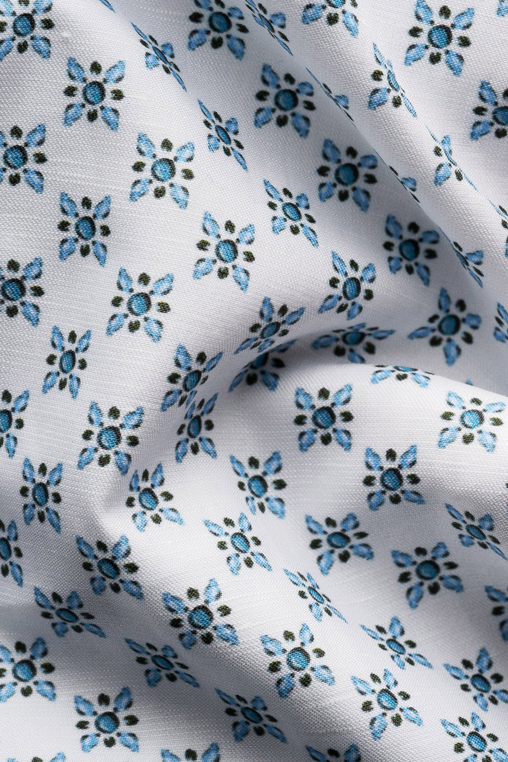 ETON | Cotton & Linen Patterned Shirt | Blue & White