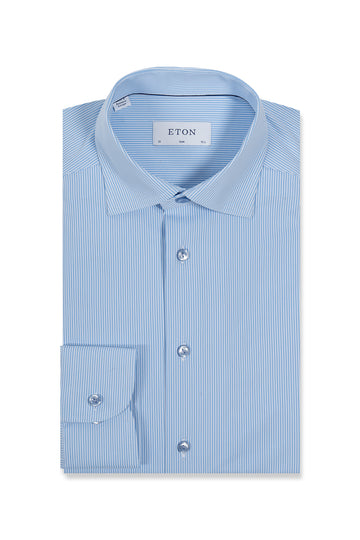 ETON Sky Blue Stretch Striped Shirt