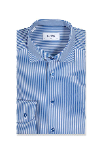ETON Dark Blue Stretch Striped Shirt