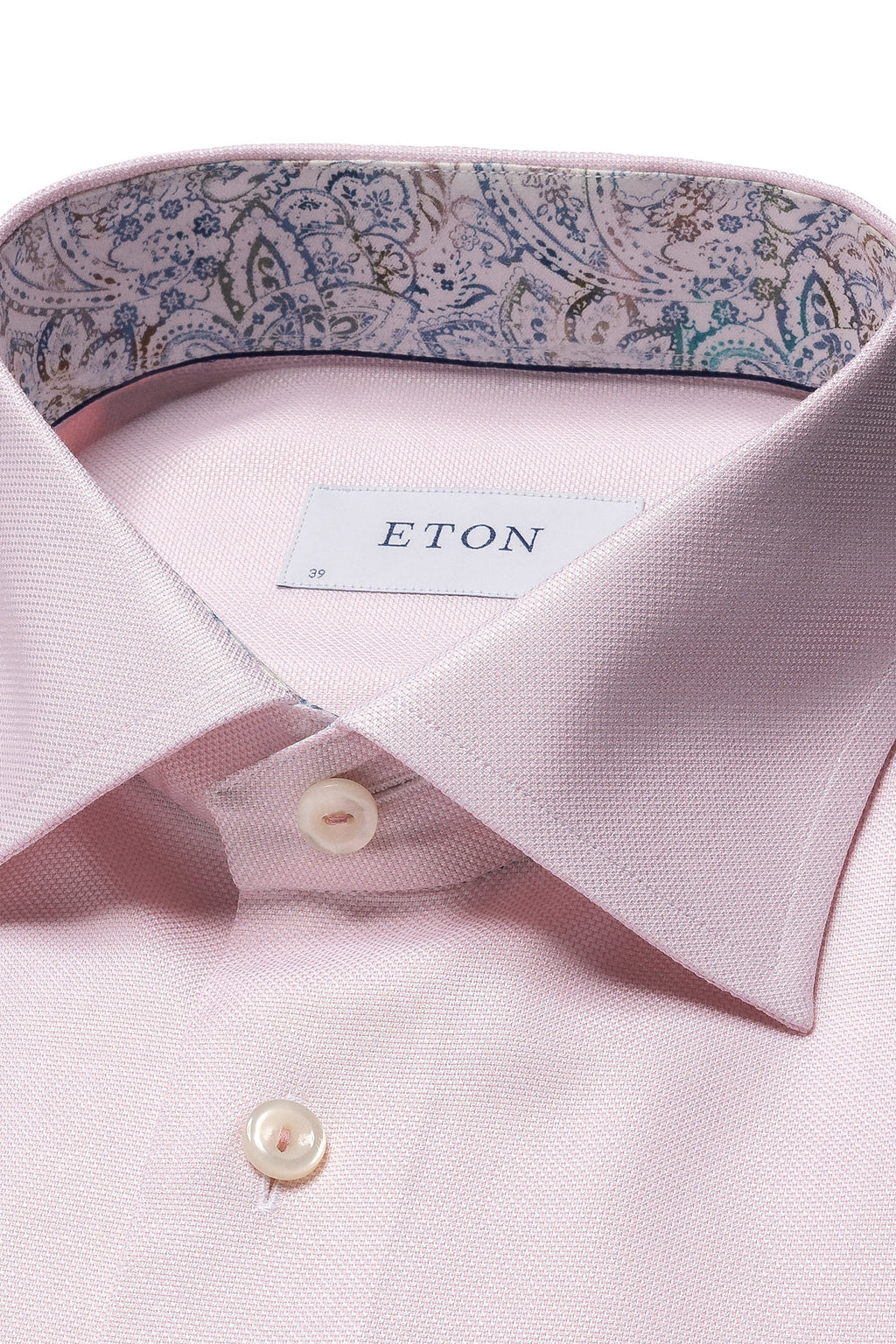 ETON | Textured Shirt Floral Trim | Pink