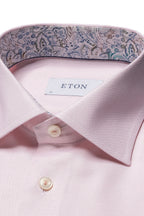 ETON | Textured Shirt Floral Trim | Pink
