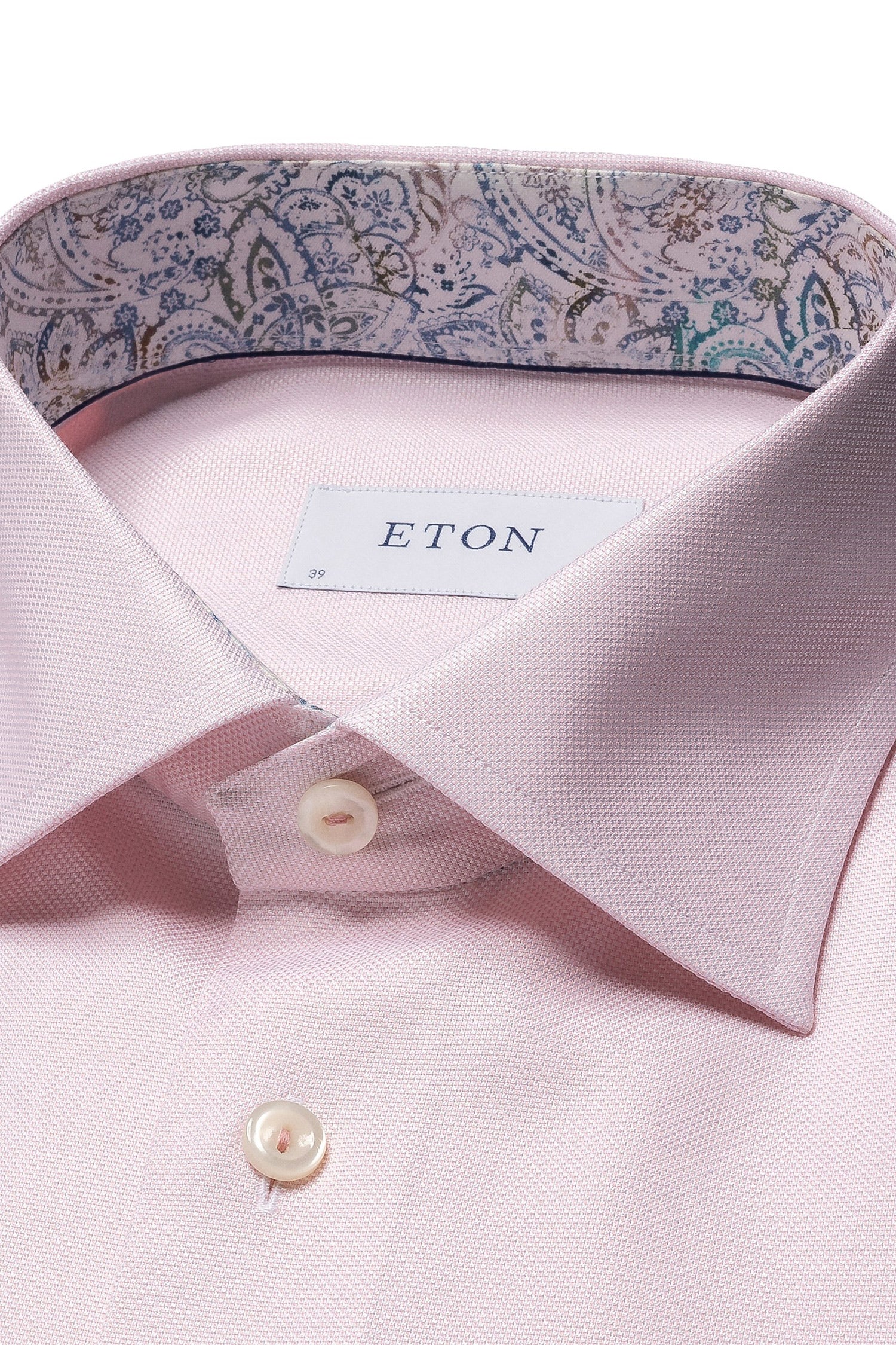 ETON | Textured Shirt Floral Trim | Pink
