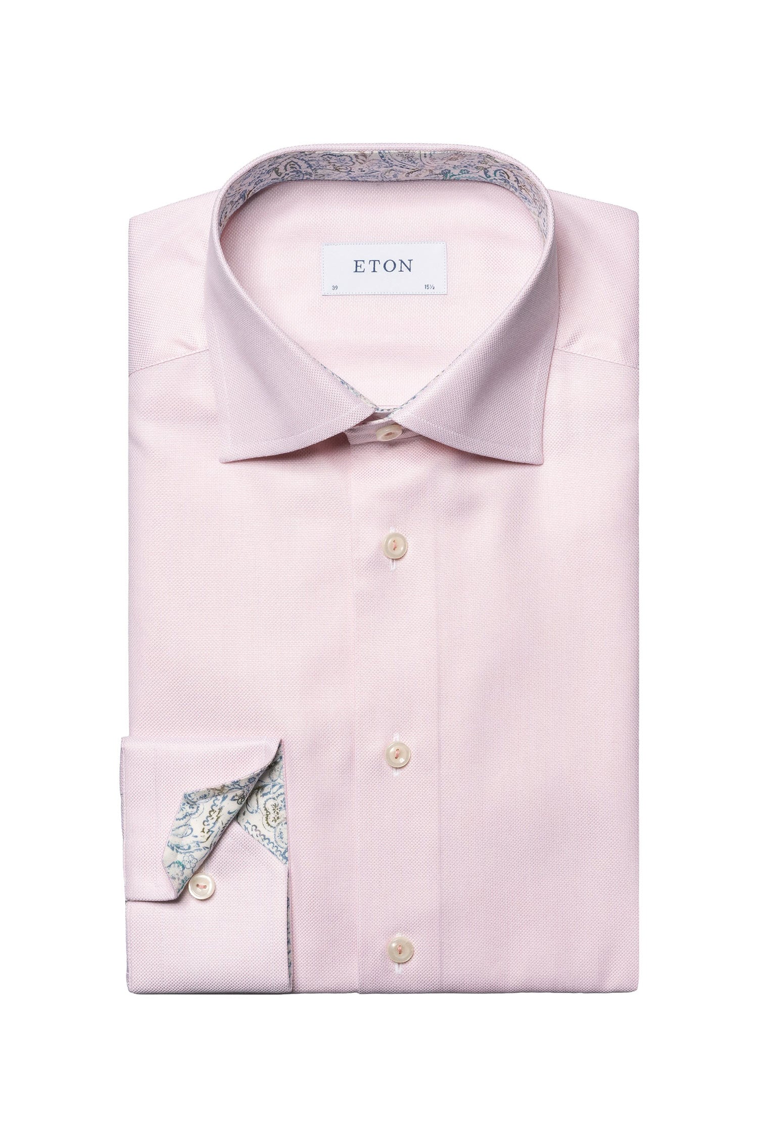 ETON | Textured Shirt Floral Trim | Pink