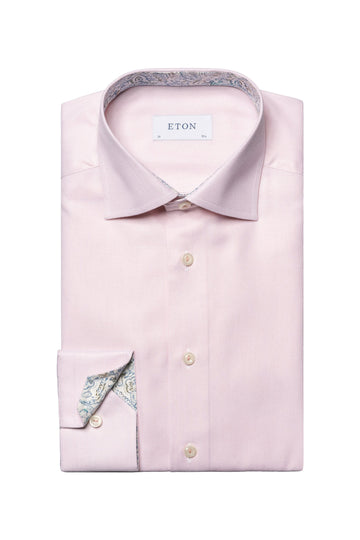 ETON Pink Textured Shirt Floral Trim