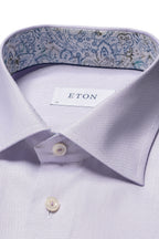 ETON | Textured Shirt Floral Trim | Purple