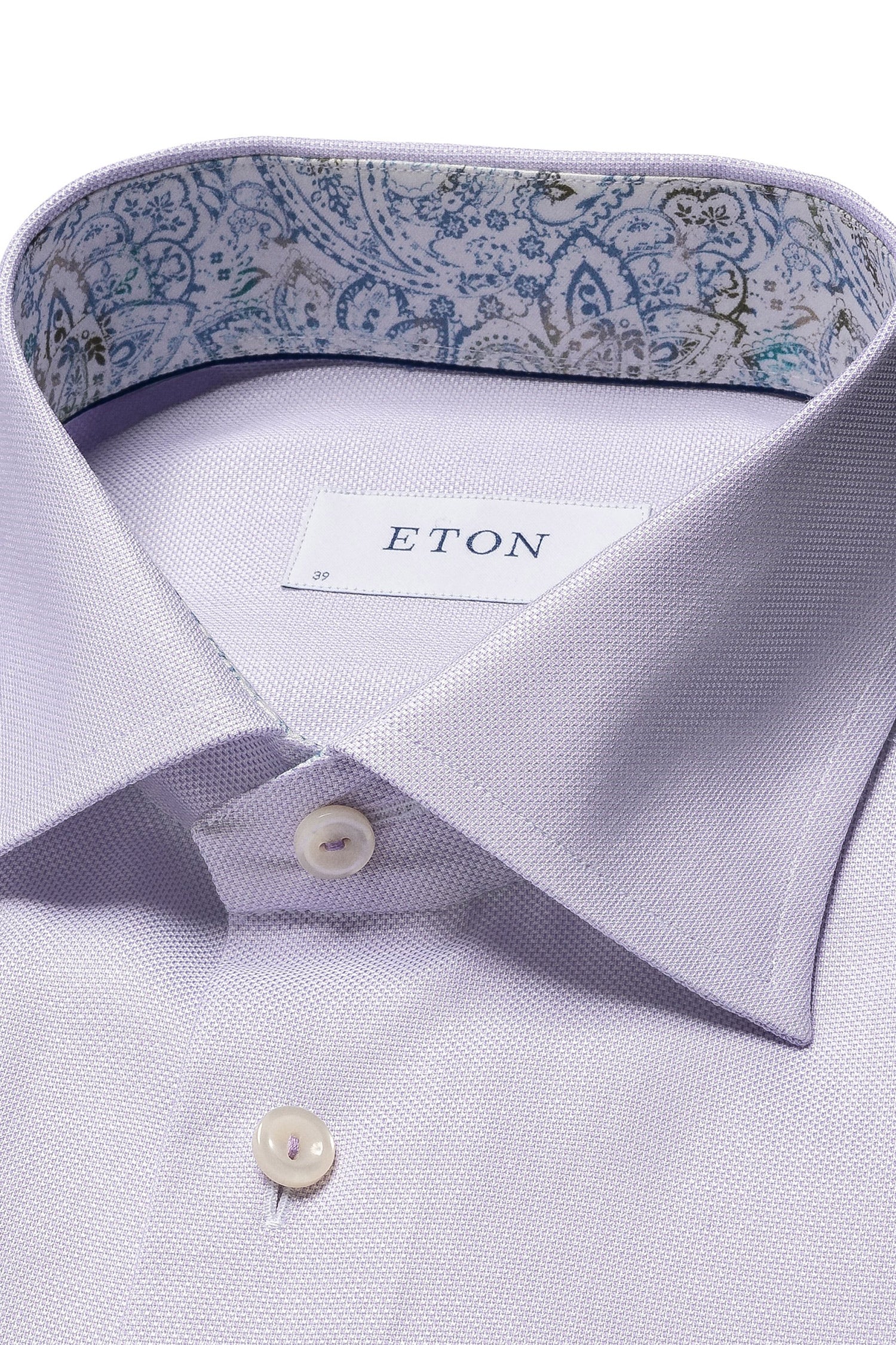 ETON | Textured Shirt Floral Trim | Purple