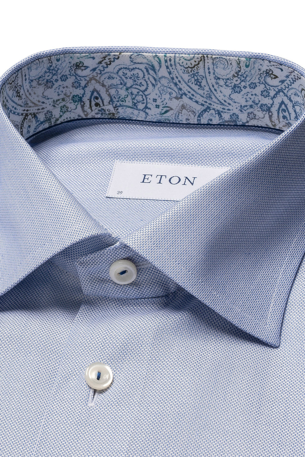 ETON | Textured Shirt Floral Trim | Blue