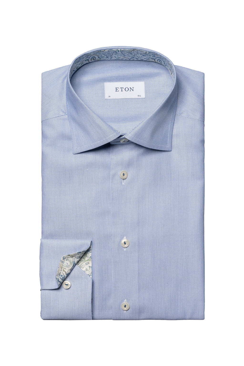 ETON | Textured Shirt Floral Trim | Blue