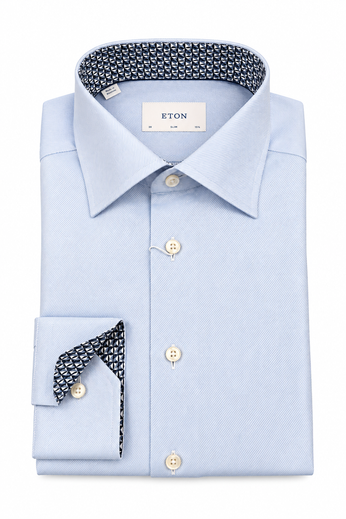 ETON | Contemporary Fit Inner Navy Geometric Pattern Shirt | Blue
