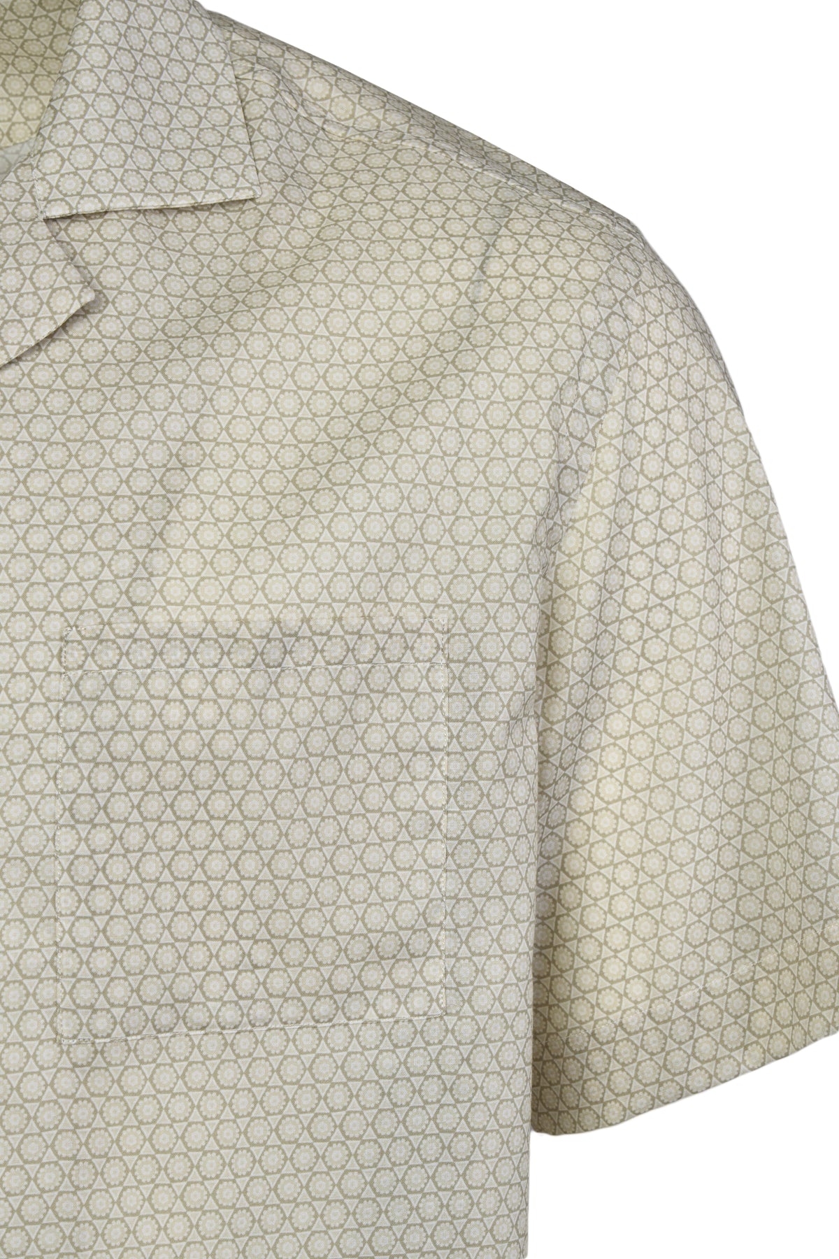 FEDELI | Patterned Bowling Shirt | Pale Green