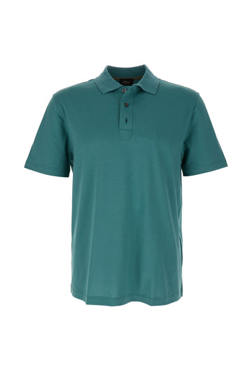 BRIONI Dark Teal 3-Button Cotton Polo