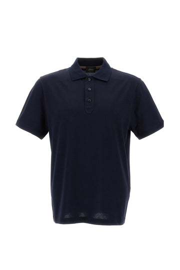 BRIONI Navy 3-Button Cotton Polo