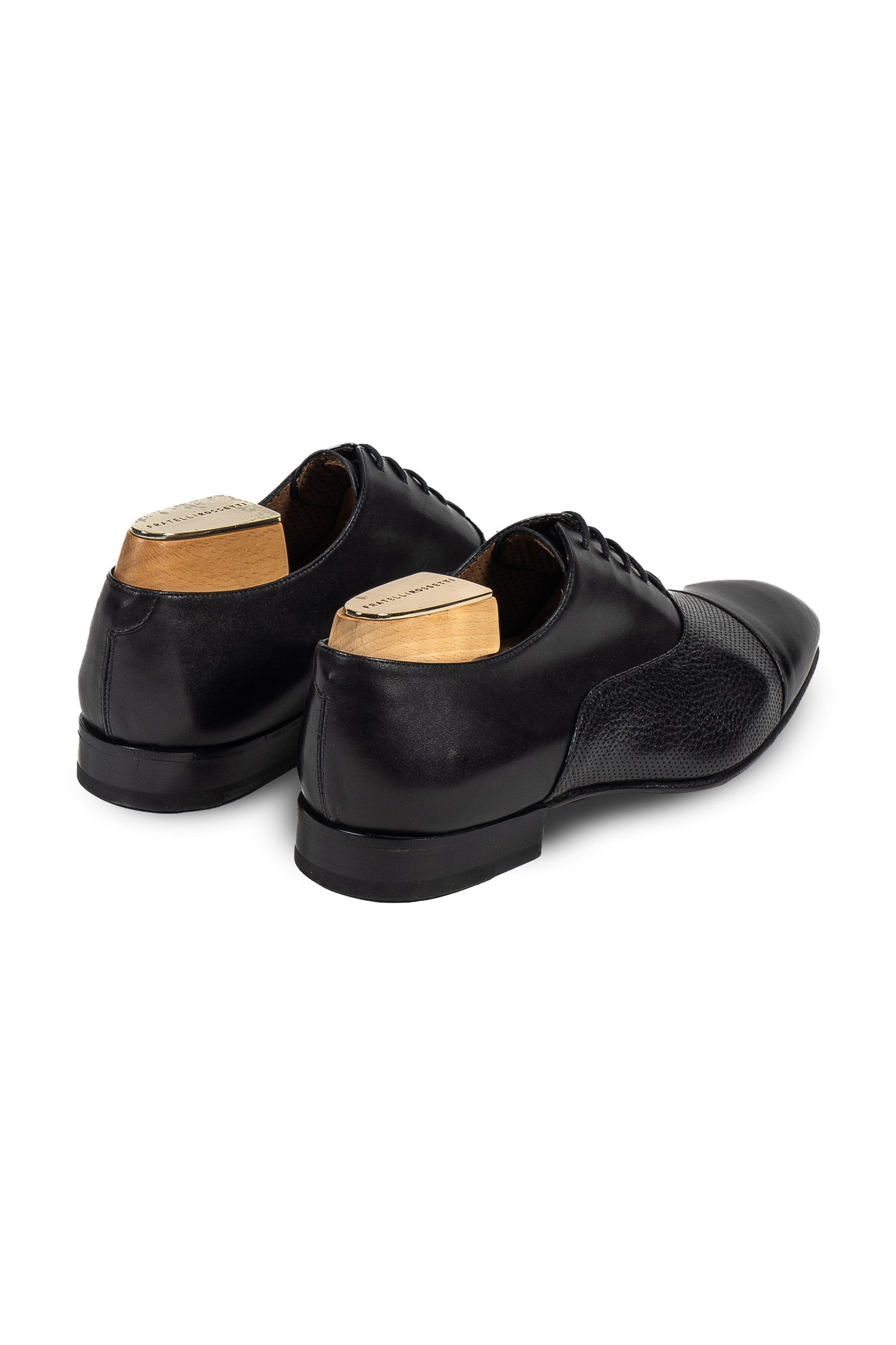FRATELLI ROSSETTI | Smooth & Perforated Leather Lace Up | Black