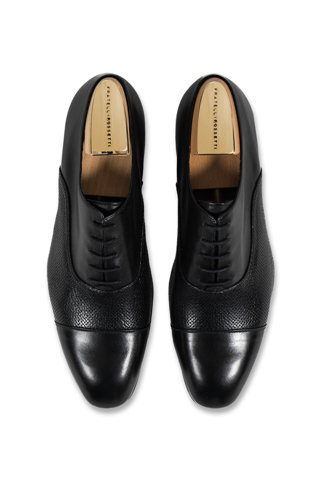 FRATELLI ROSSETTI | Smooth & Perforated Leather Lace Up | Black