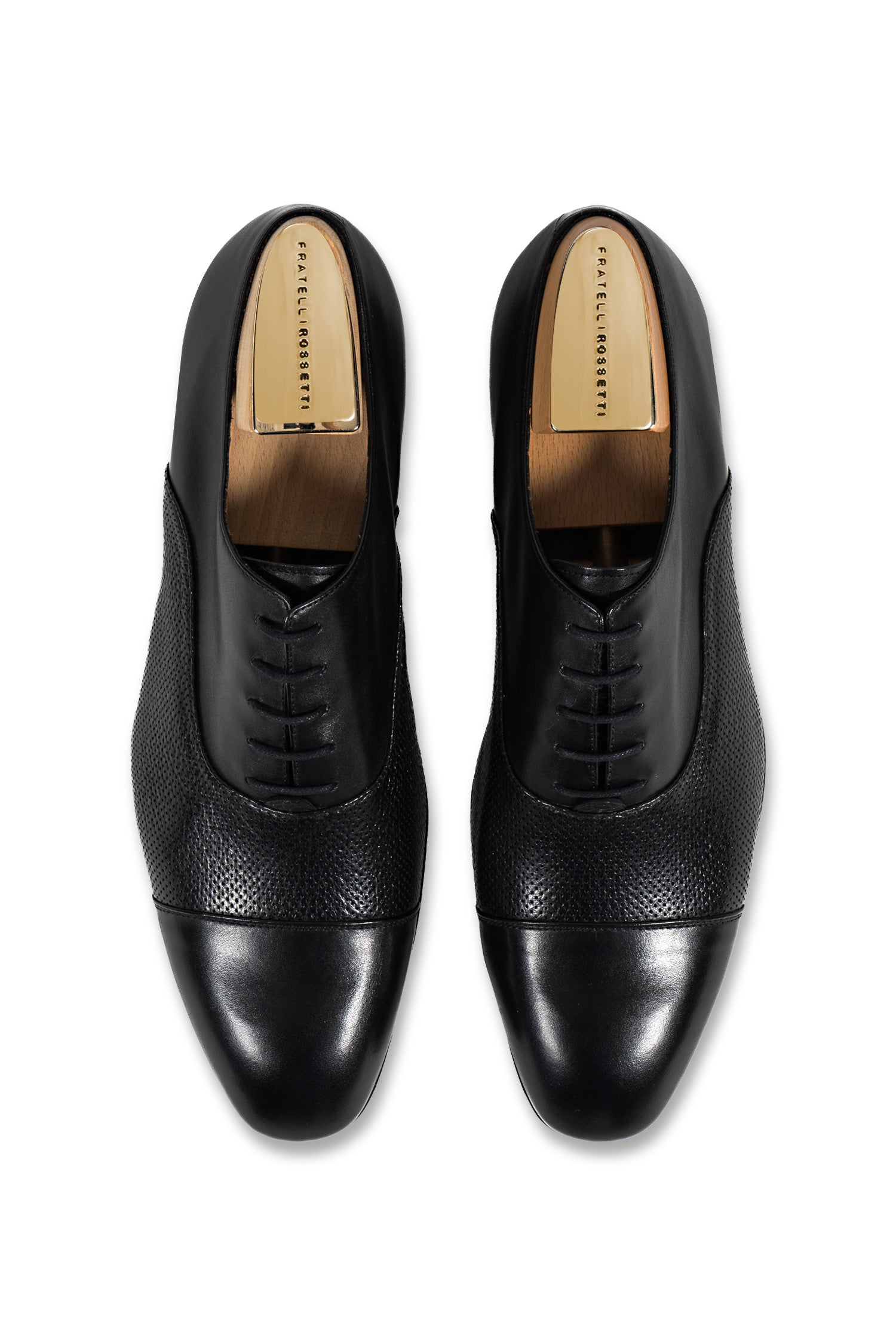 FRATELLI ROSSETTI | Smooth & Perforated Leather Lace Up | Black