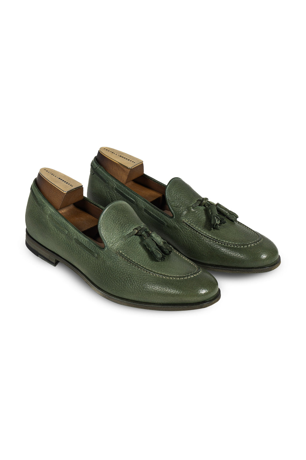 FRATELLI ROSSETTI | Tumbled Leather Loafer With Tassel | Green