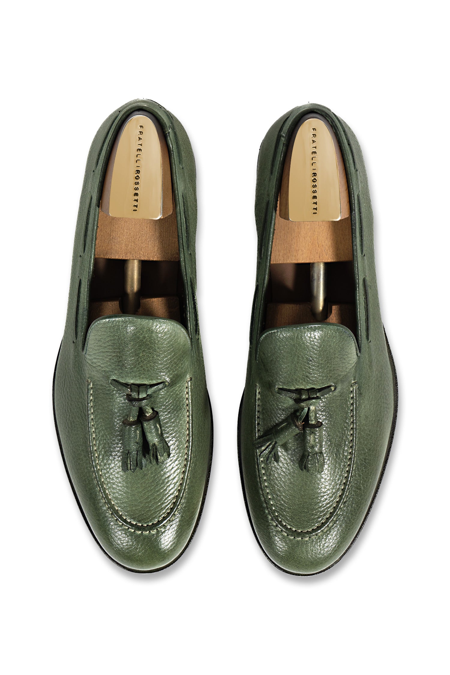 FRATELLI ROSSETTI | Tumbled Leather Loafer With Tassel | Green