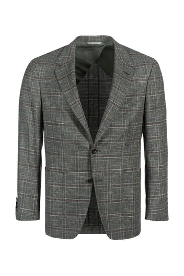 CANALI Dark Green Ultralight Chocolate Check Jacket