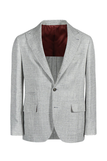 BRUNELLO CUCINELLI Grey Peak Lapel Prince Of Wales Jacket