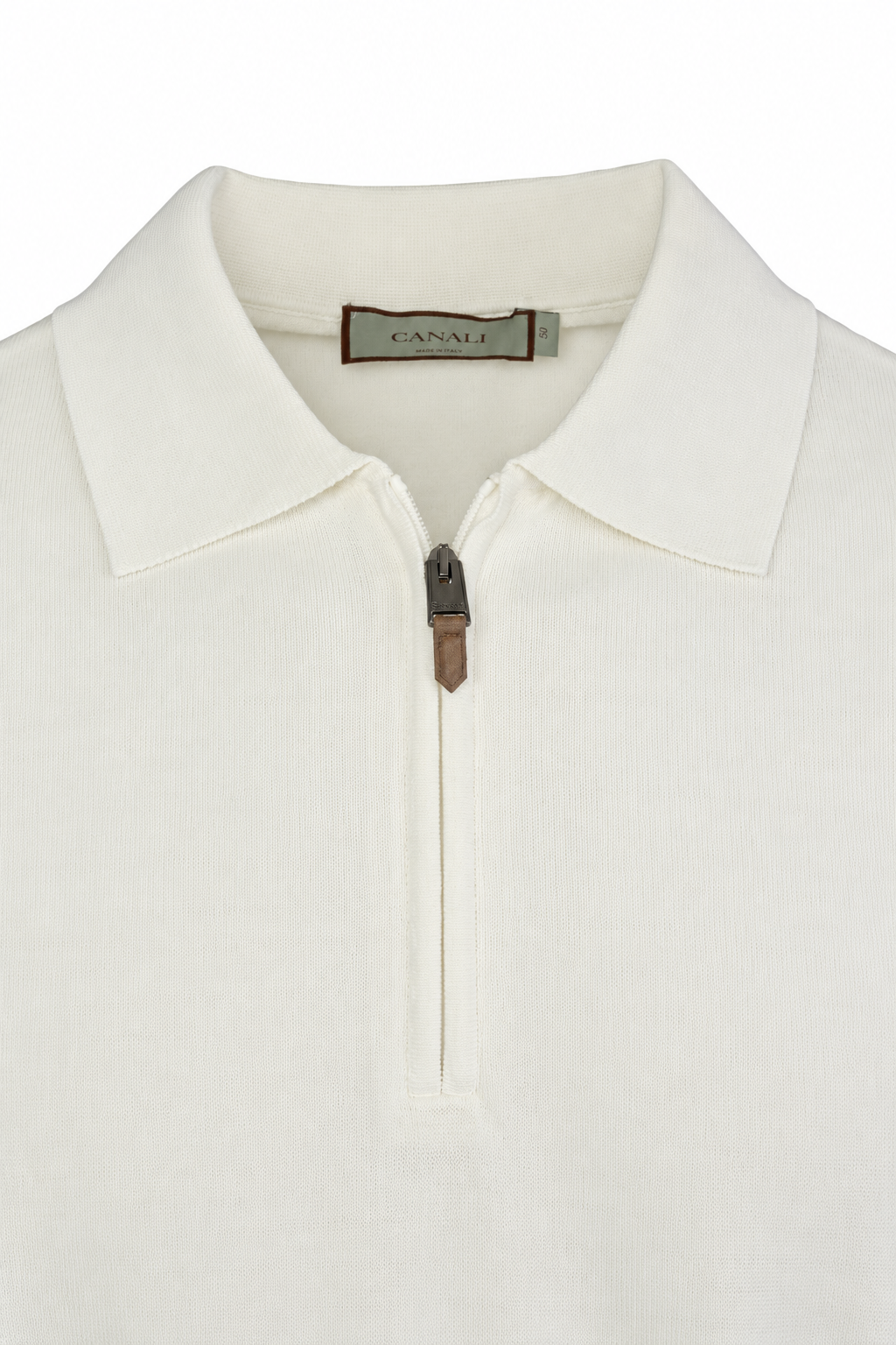 CANALI | Zip Neck Polo | White