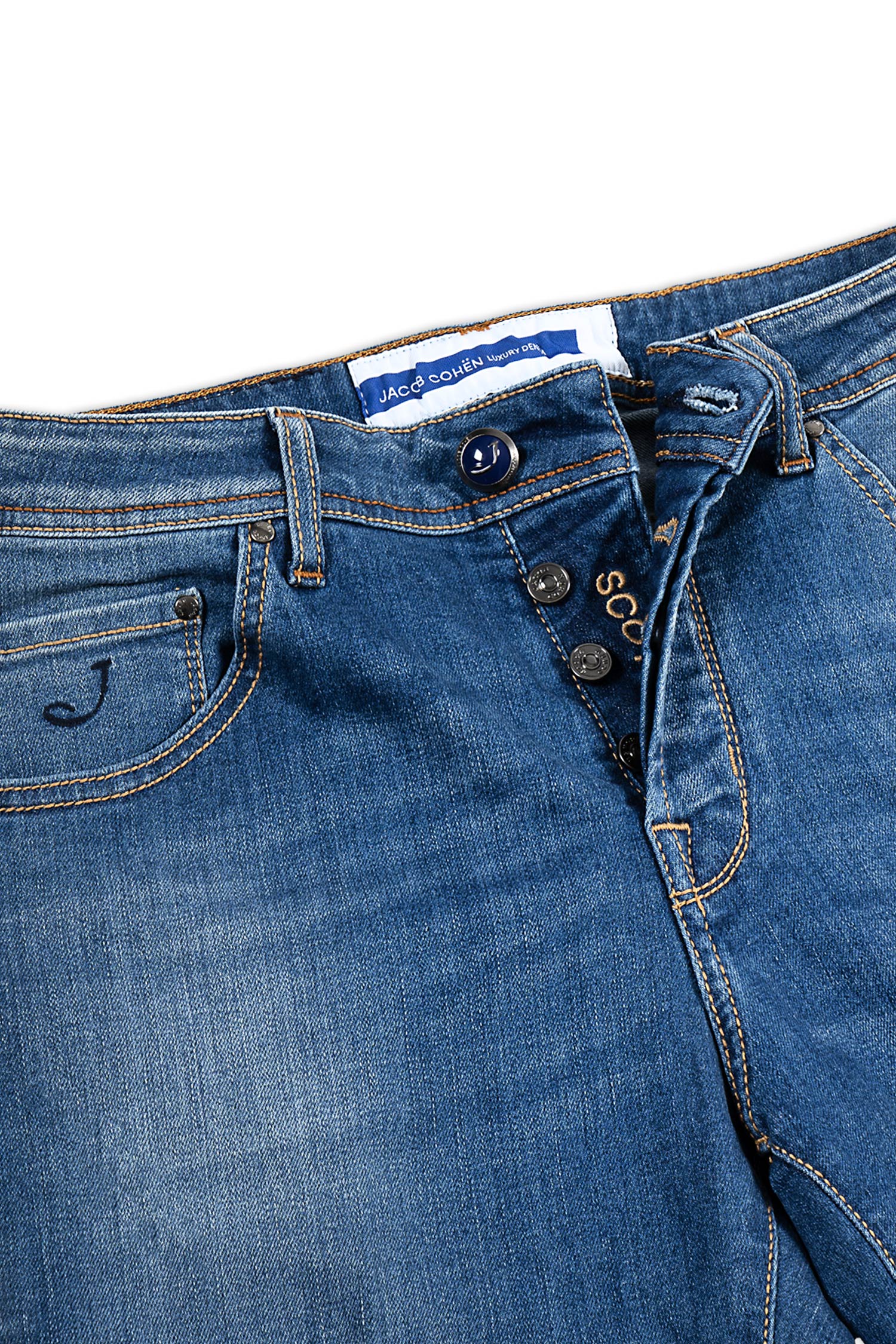 JACOB COHEN | Scott Jeans With Navy Badge | Light Denim