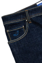 JACOB COHEN | Scott Jeans With Blue Badge | Dark Denim