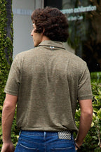 FEDELI | Zip Neck Polo | Olive Green