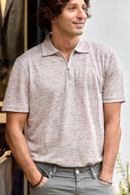 FEDELI | Zip Neck Polo | Light Brown