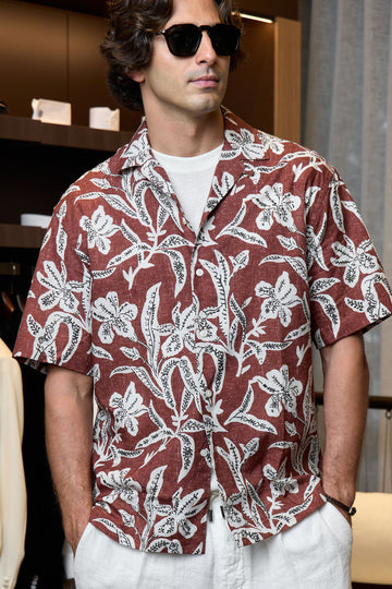 ALTEA Rust Floral Shirt