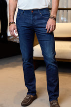 JACOB COHEN | Bard Geometric Patch Jeans | Dark Denim