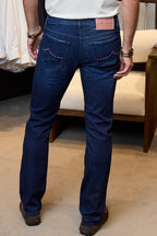 JACOB COHEN | Bard Geometric Patch Jeans | Dark Denim