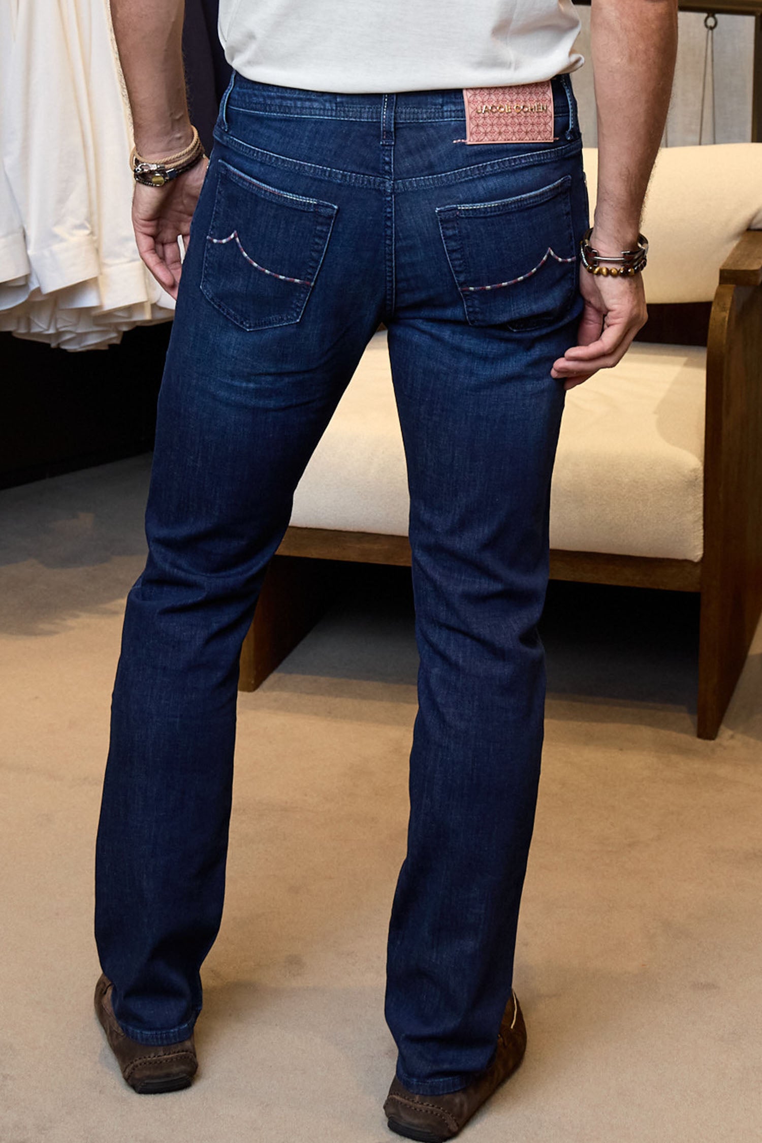 JACOB COHEN | Bard Geometric Patch Jeans | Dark Denim