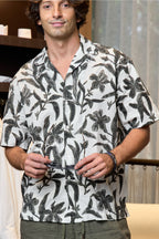 ALTEA | Floral Shirt | Khaki & Cream