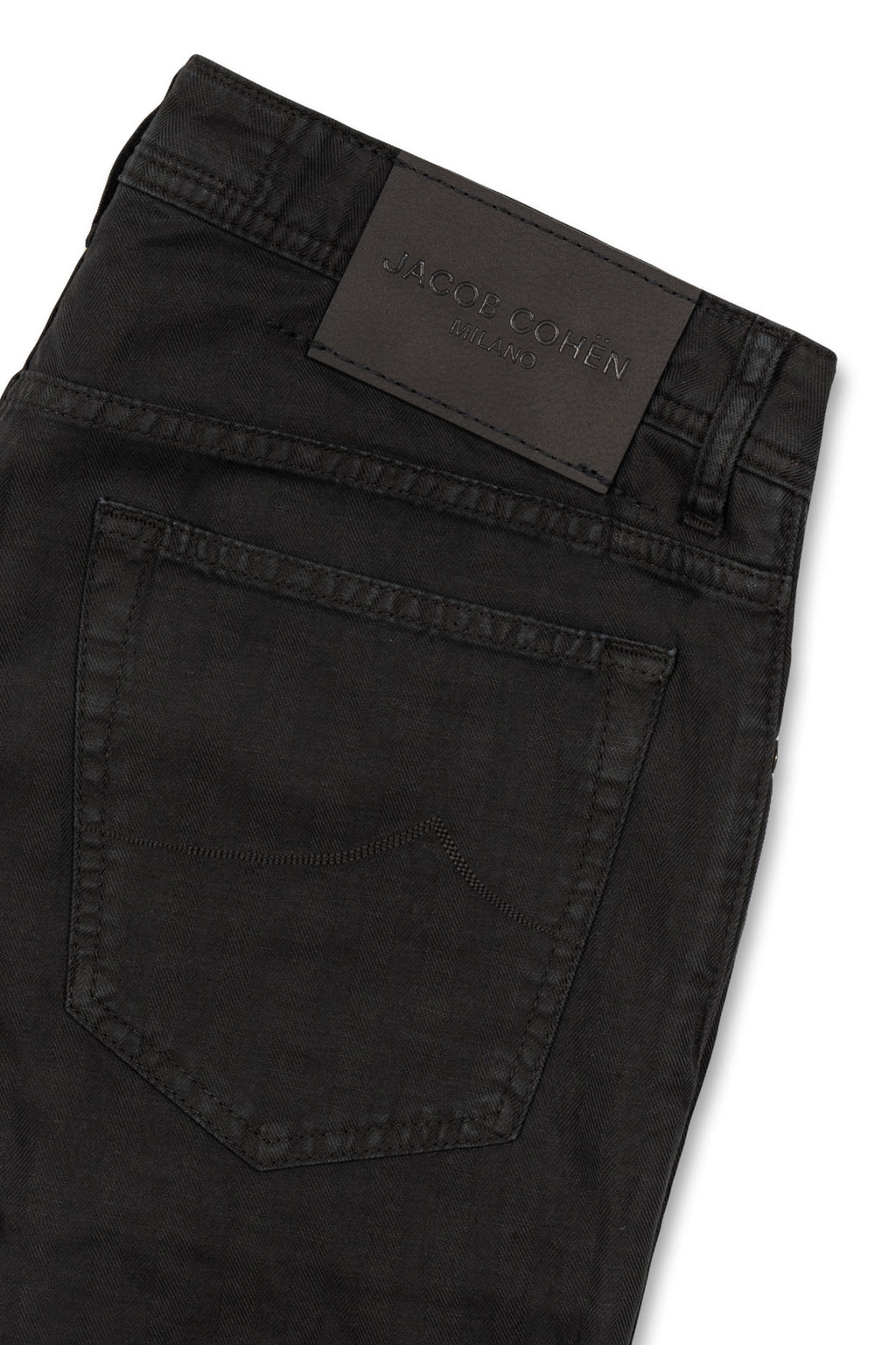 JACOB COHEN | Cotton & Linen Herringbone Trousers | Black