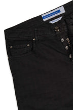 JACOB COHEN | Cotton & Linen Herringbone Trousers | Black
