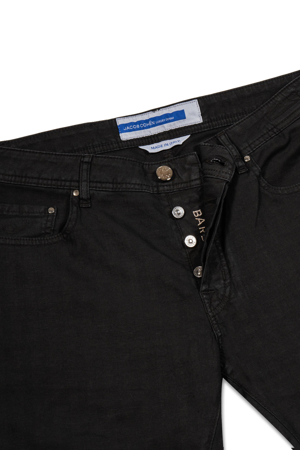 JACOB COHEN | Cotton & Linen Herringbone Trousers | Black