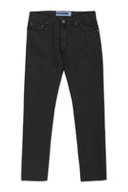 JACOB COHEN | Cotton & Linen Herringbone Trousers | Black