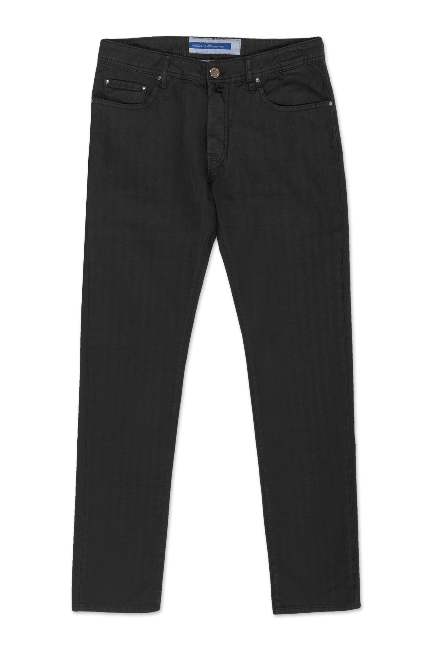 JACOB COHEN | Cotton & Linen Herringbone Trousers | Black