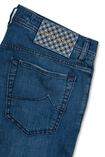 JACOB COHEN Light Denim Bard Jeans Embroidered Label