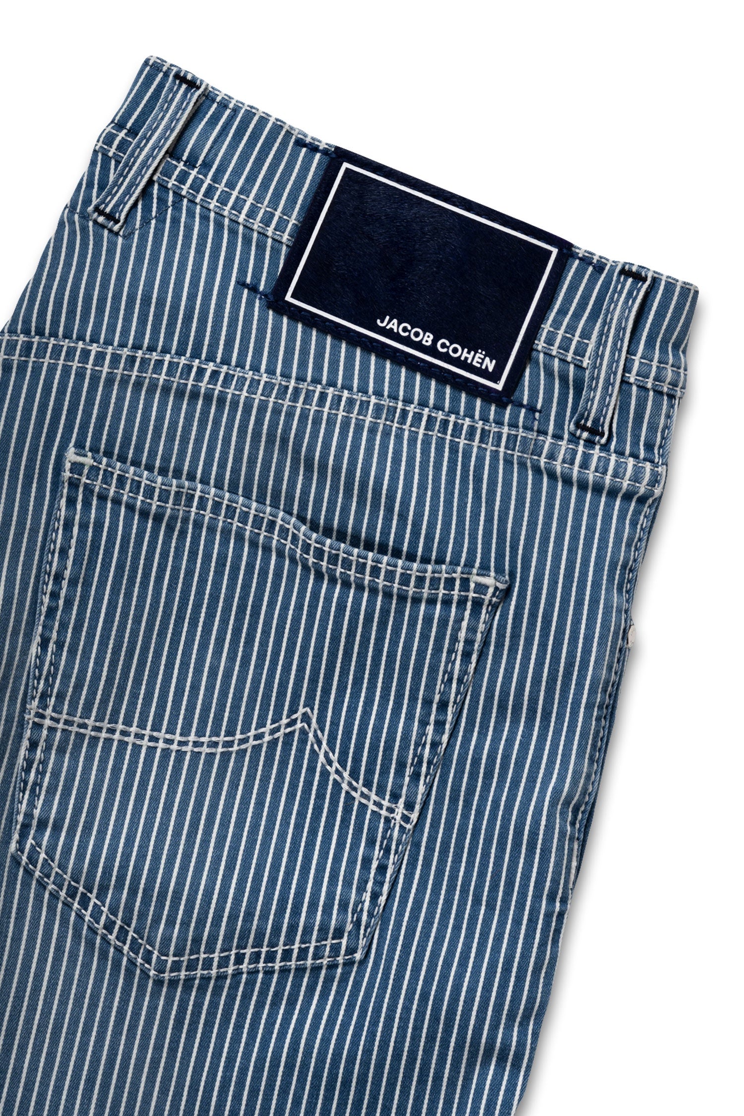 JACOB COHEN | Striped Denim Shorts | Blue & White